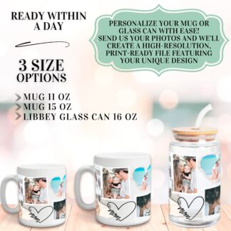 Personalized Photo Collage Mug or Glass Can Wrap (Digital Download)