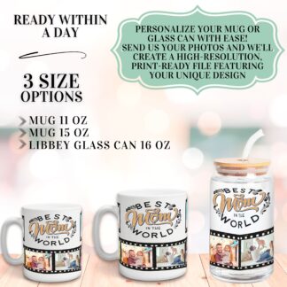 Personalized Photo Collage Mug or Glass Can Wrap (Digital Download)