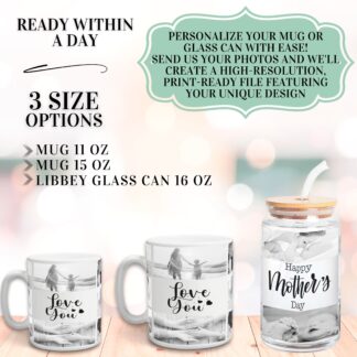 Personalized Photo Collage Mug or Glass Can Wrap (Digital Download)