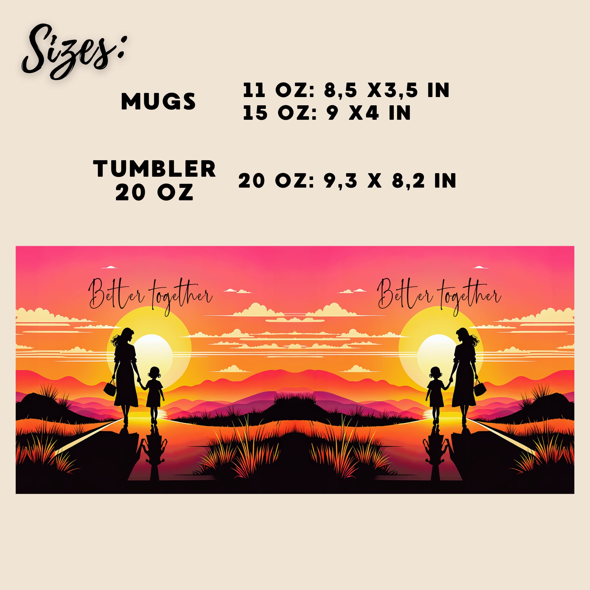 Mother's Day Mug & Tumbler Wrap Set, High-Resolution PNG (Digital Download) - Image 8