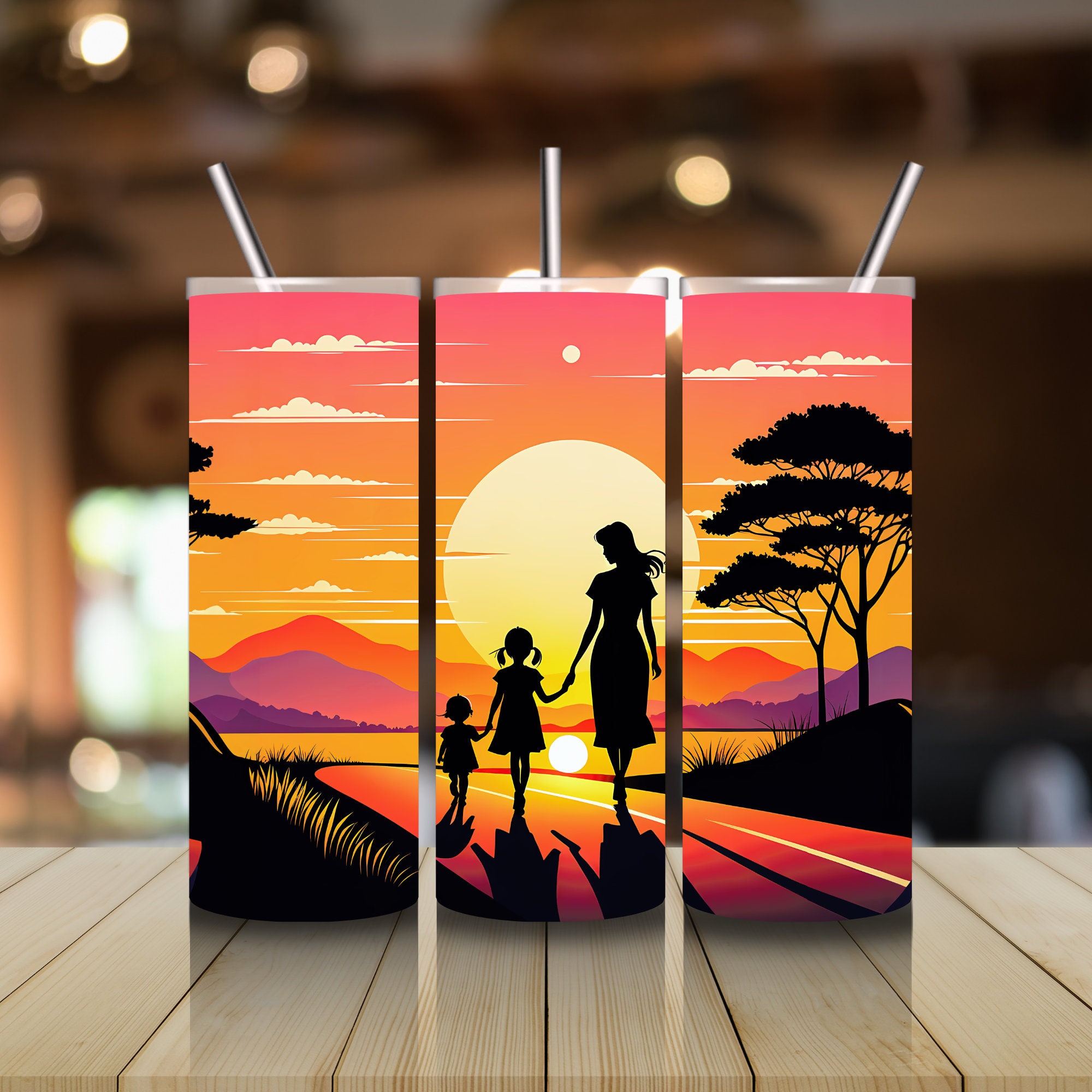 Mother's Day Mug and Tumbler Wrap, Sunset Silhouette (Digital Download) - Image 7