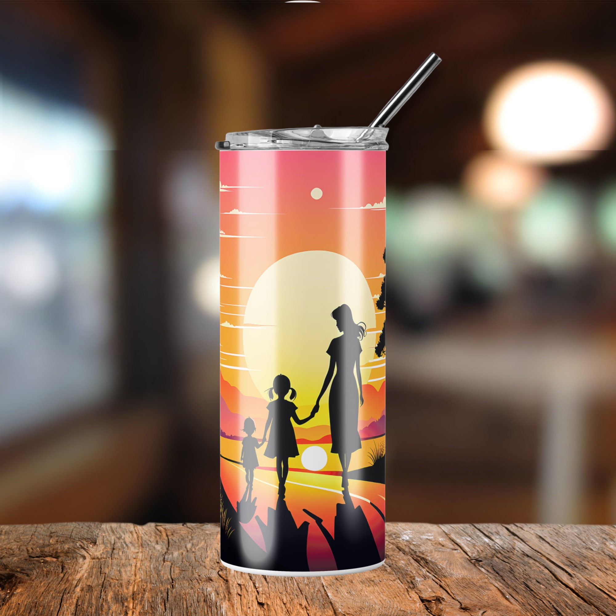 Mother's Day Mug and Tumbler Wrap, Sunset Silhouette (Digital Download) - Image 4