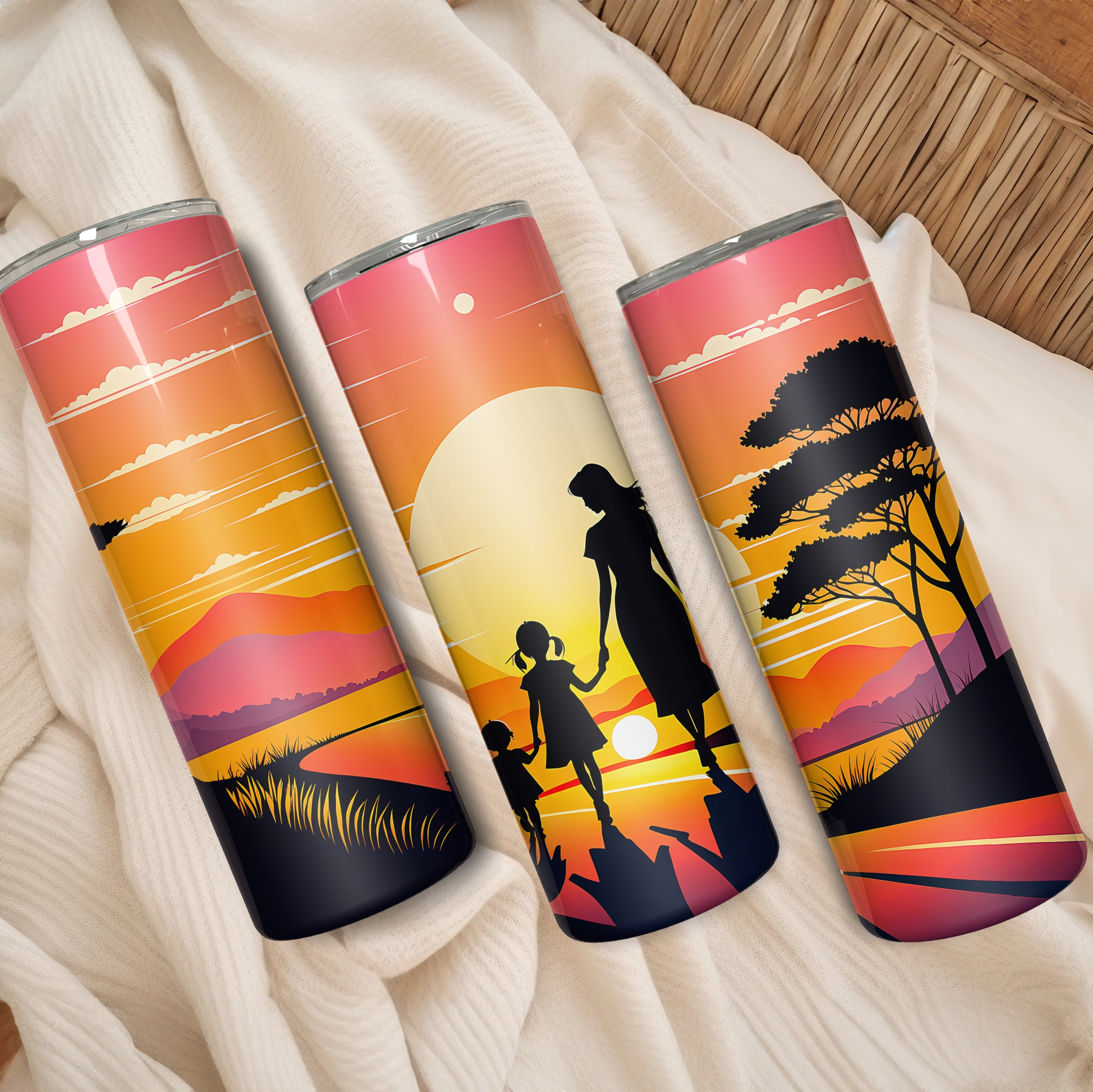 Mother's Day Mug and Tumbler Wrap, Sunset Silhouette (Digital Download) - Image 2