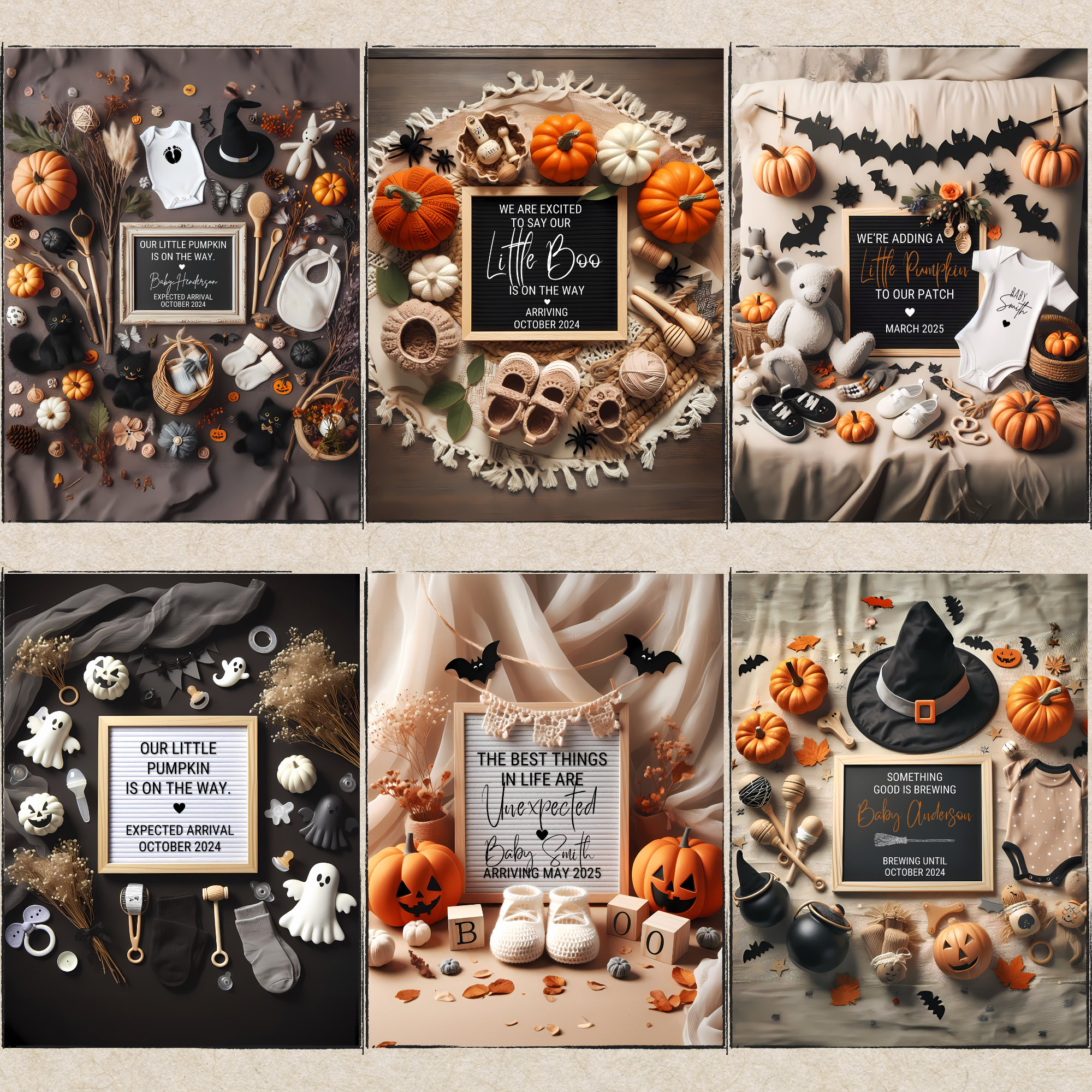 Halloween Pregnancy Announcement | Boho Canva Templates (Digital) - Image 6