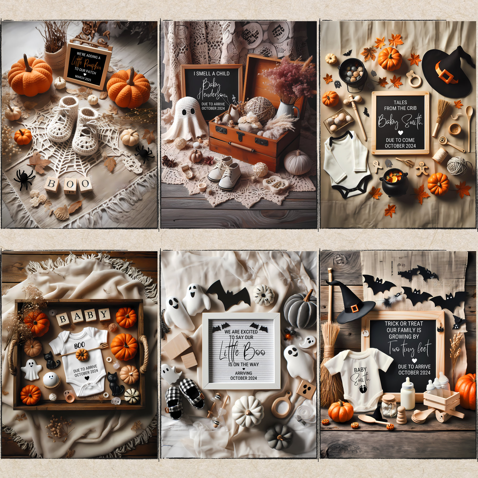 Halloween Pregnancy Announcement | Boho Canva Templates (Digital) - Image 3