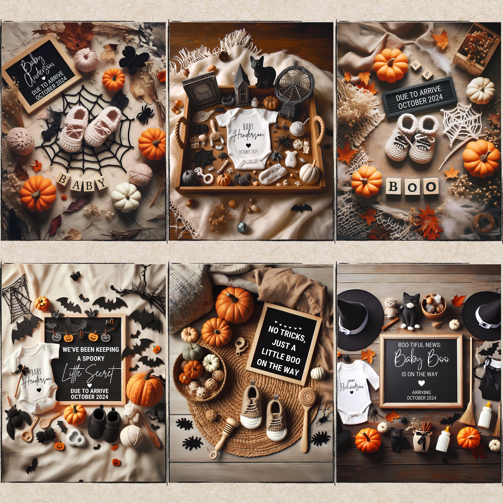 Halloween Pregnancy Announcement | Boho Canva Templates (Digital) - Image 5