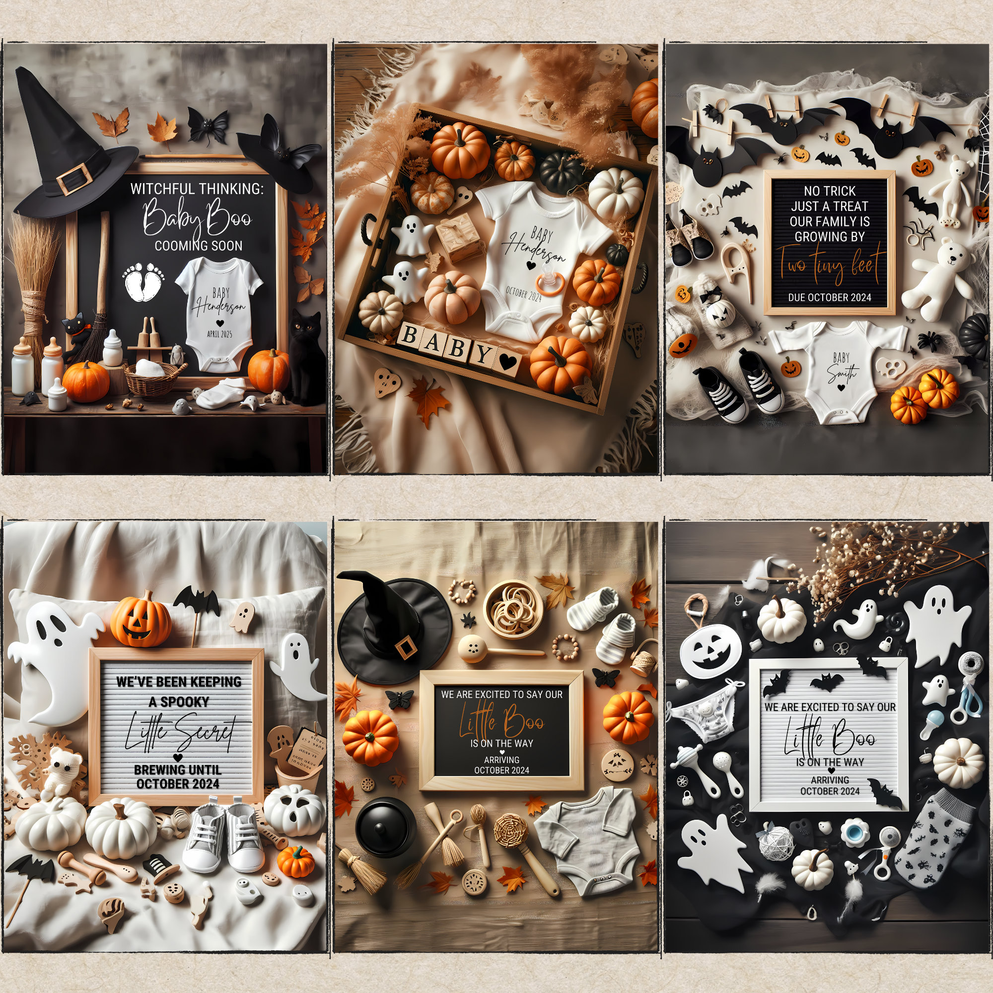 Halloween Pregnancy Announcement | Boho Canva Templates (Digital) - Image 2