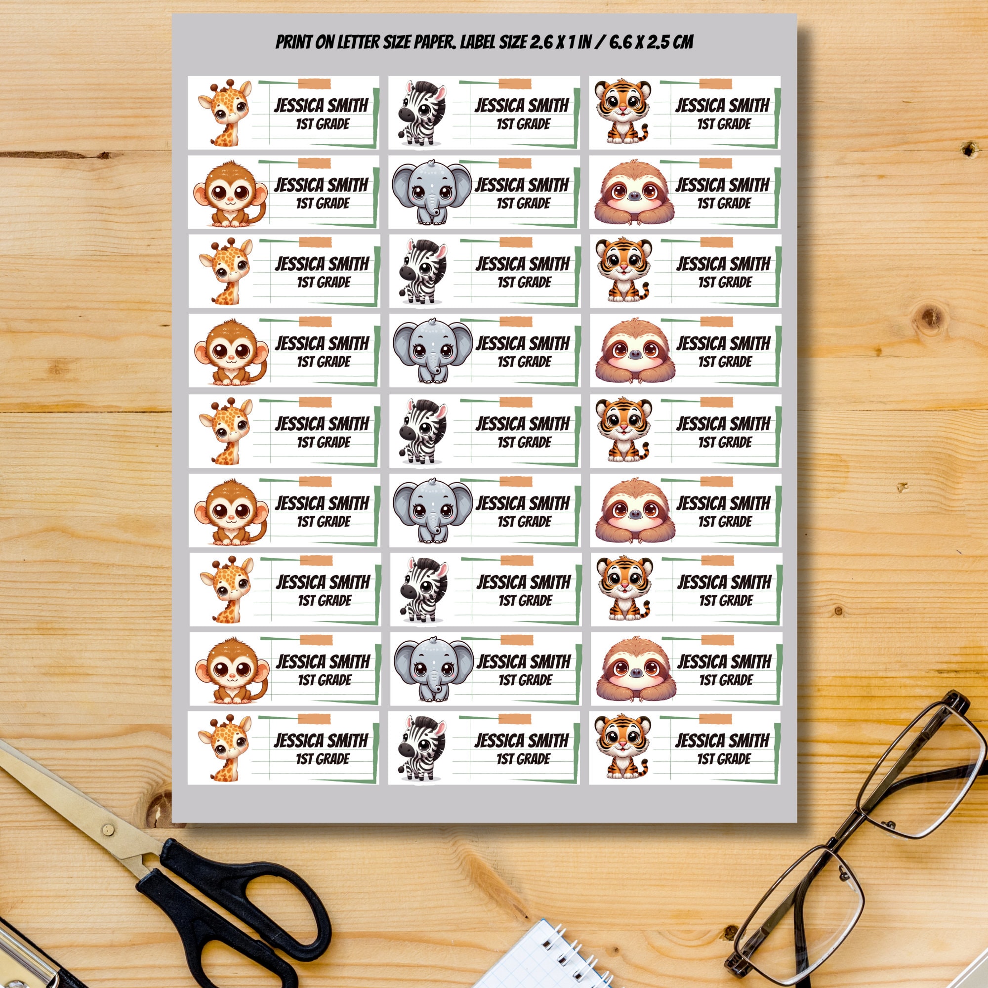 Forest Animals Labels, Back to School Stickers (Editable Canva Template) - Image 3