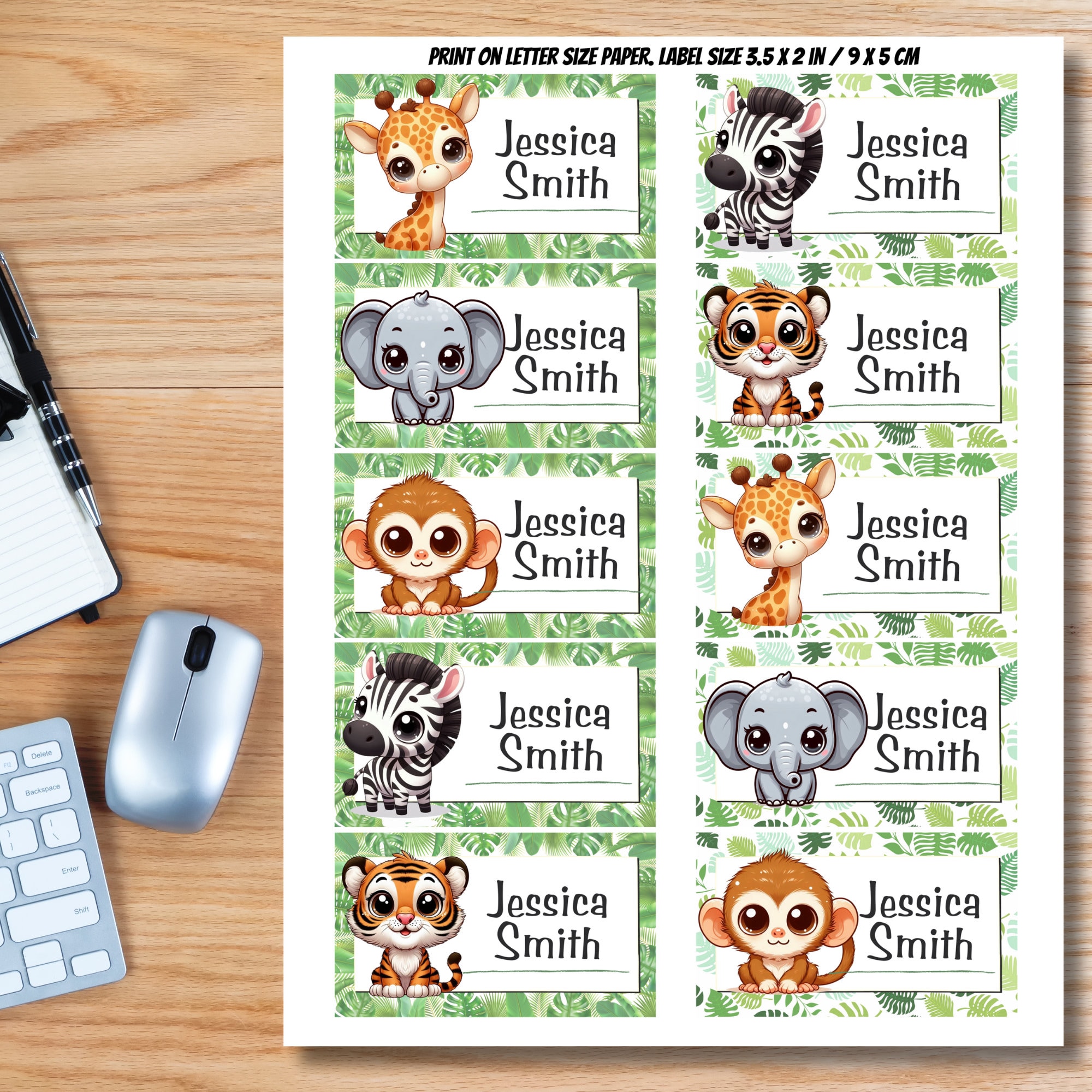 Forest Animals Labels, Back to School Stickers (Editable Canva Template) - Image 2