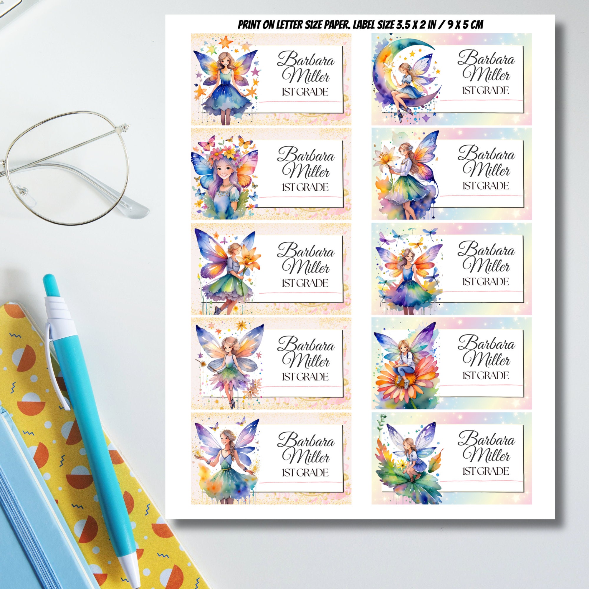 Fairies Labels, Back to School Stickers, Editable in Canva (Printable) - Image 2