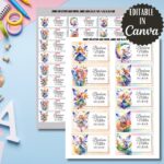 Fairies Labels, Back to School Stickers, Editable in Canva (Printable)