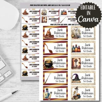 Magic School Labels, Back to School Stickers (Editable Canva, Digital Download)