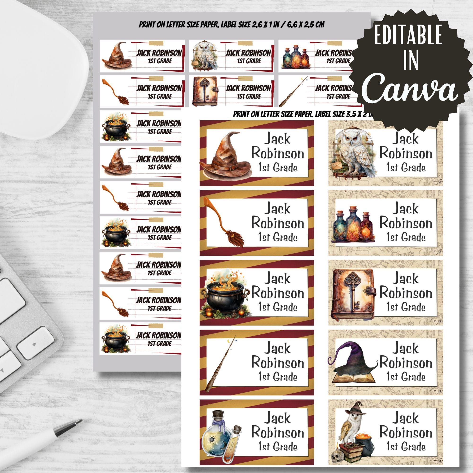 Magic School Labels, Back to School Stickers (Editable Canva, Digital Download)