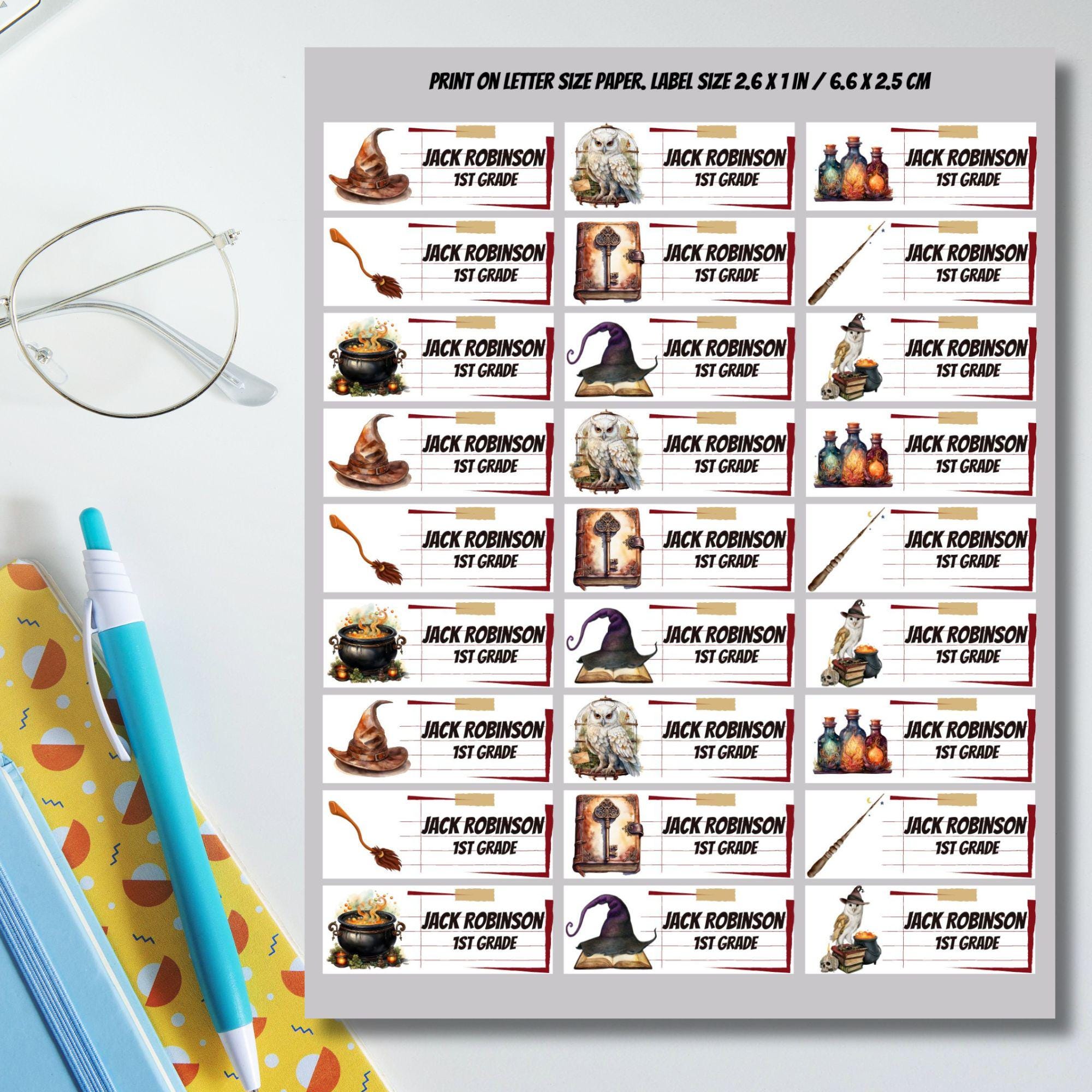 Magic School Labels, Back to School Stickers (Editable Canva, Digital Download) - Image 3