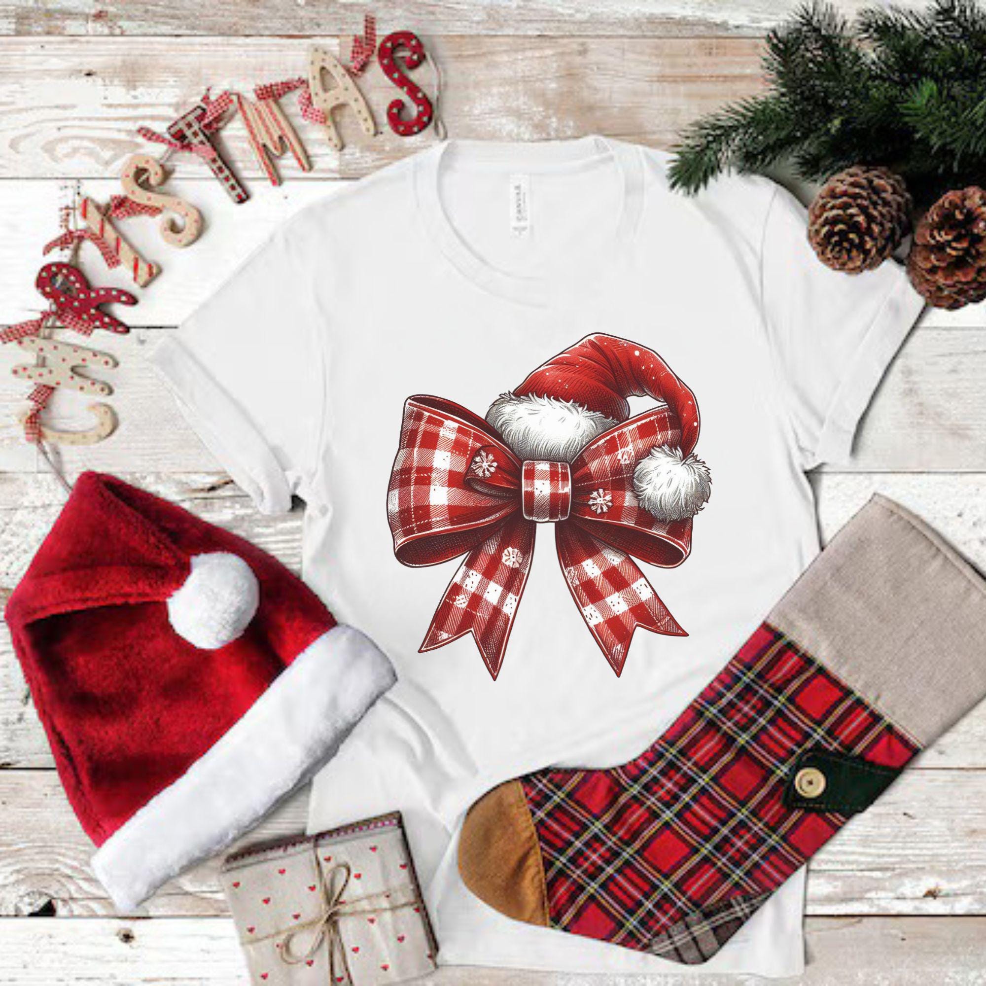 Watercolor Christmas Clipart & Digital Paper Bundle: Red, Green and Plaid Bows (PNG) - Image 7