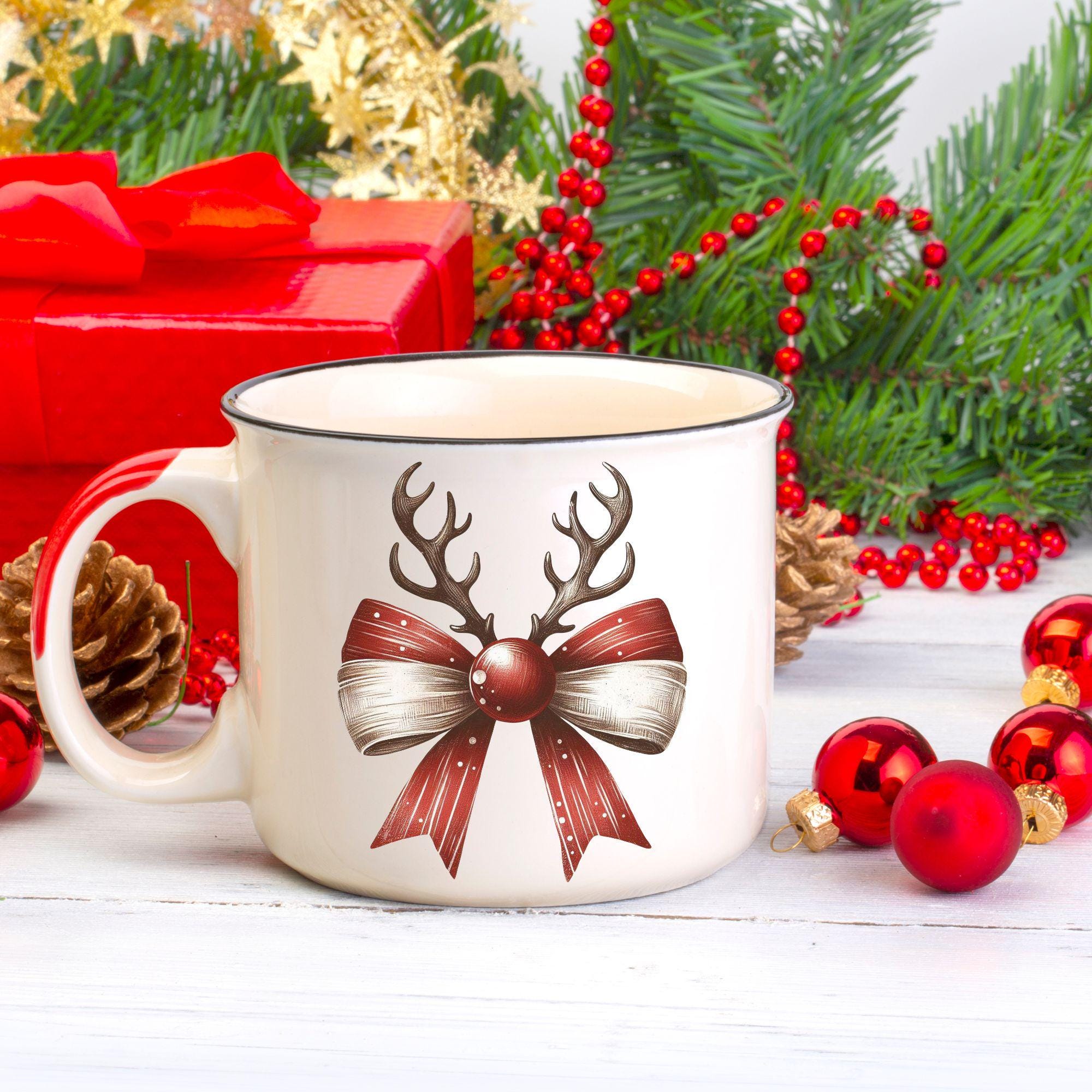 Watercolor Christmas Clipart & Digital Paper Bundle: Red, Green and Plaid Bows (PNG) - Image 6