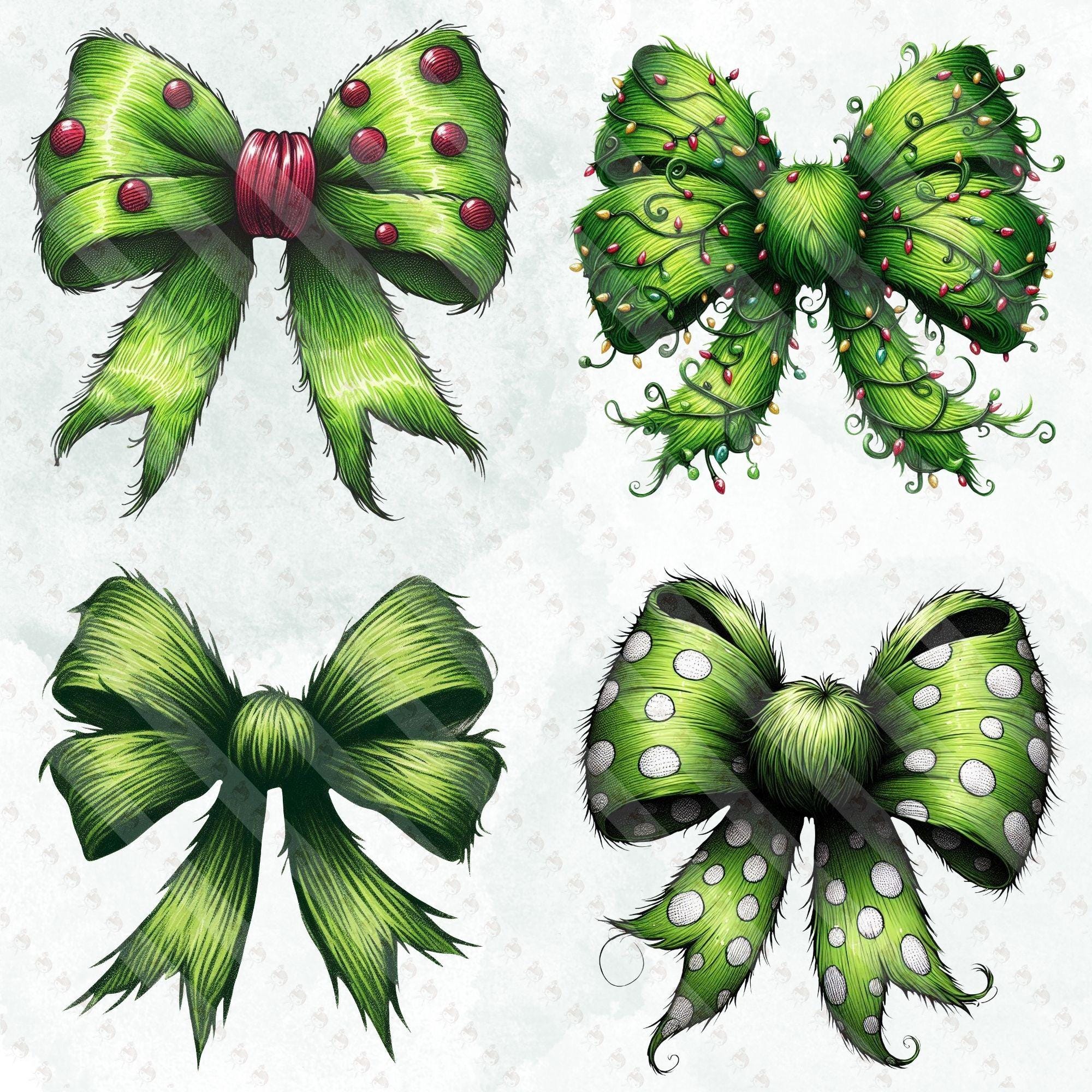 Watercolor Christmas Clipart & Digital Paper Bundle: Red, Green and Plaid Bows (PNG) - Image 3