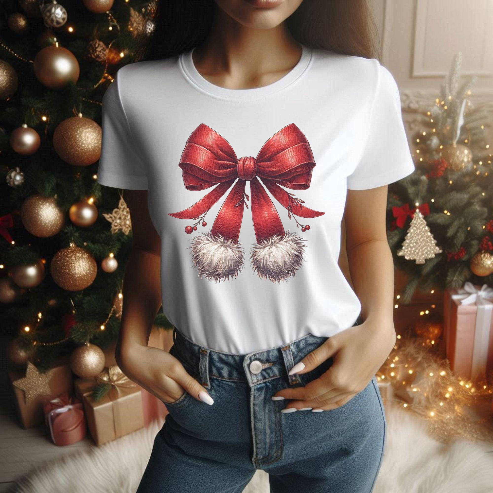 Watercolor Christmas Clipart & Digital Paper Bundle: Red, Green and Plaid Bows (PNG) - Image 9