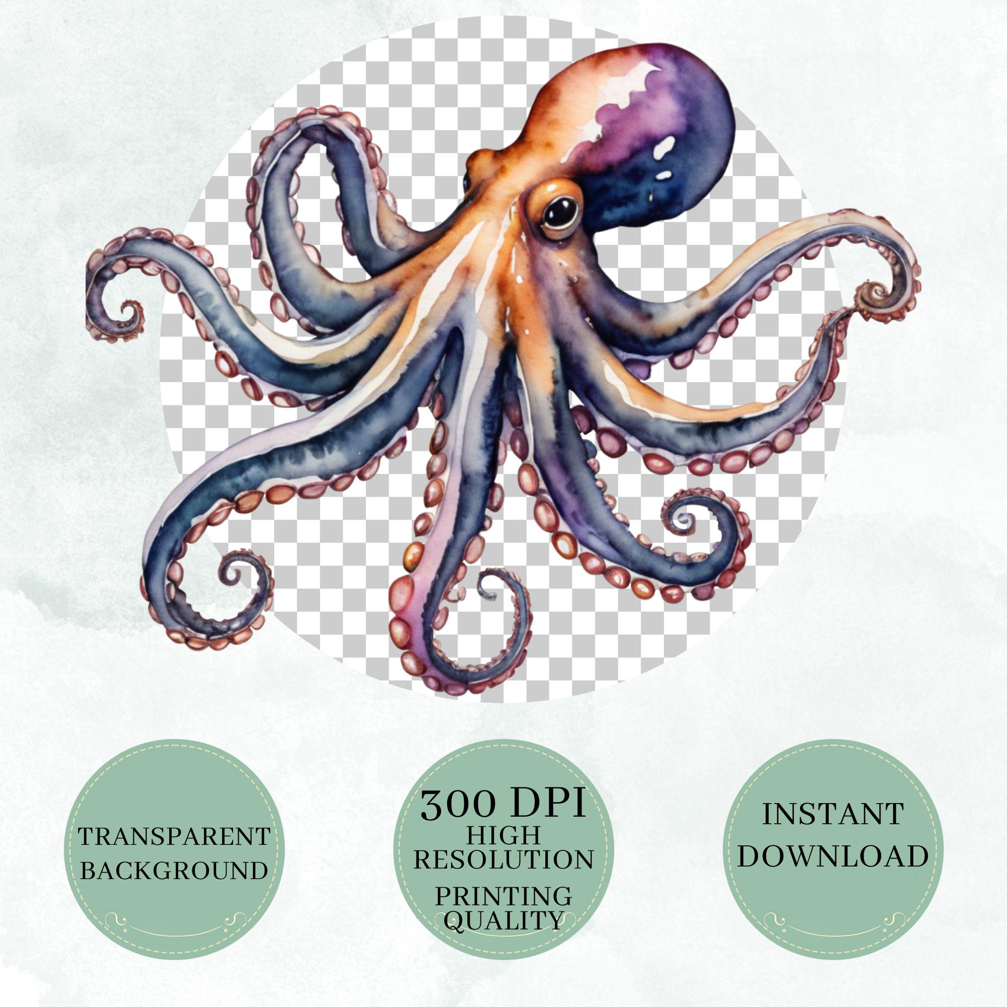 Watercolor Sea Life Clipart Bundle, Ocean Animals, Alphabet, Seamless Papers (PNG) - Image 6