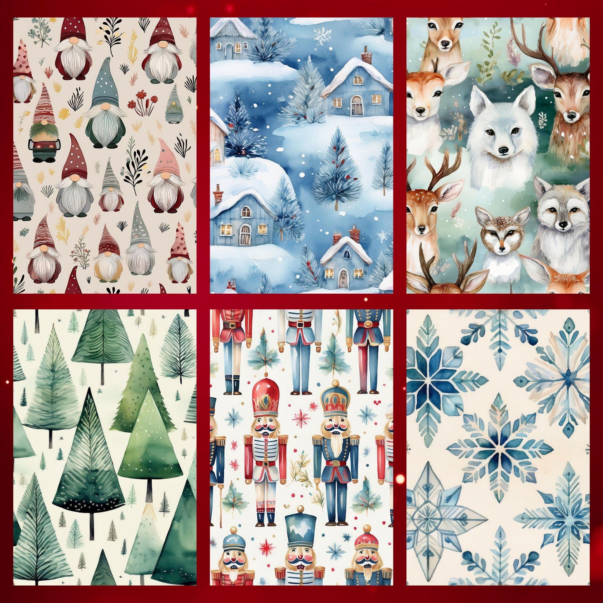 36 Scandinavian Christmas Papers – Nordic Winter Seamless Digital Backgrounds for Holiday Crafts - Image 2