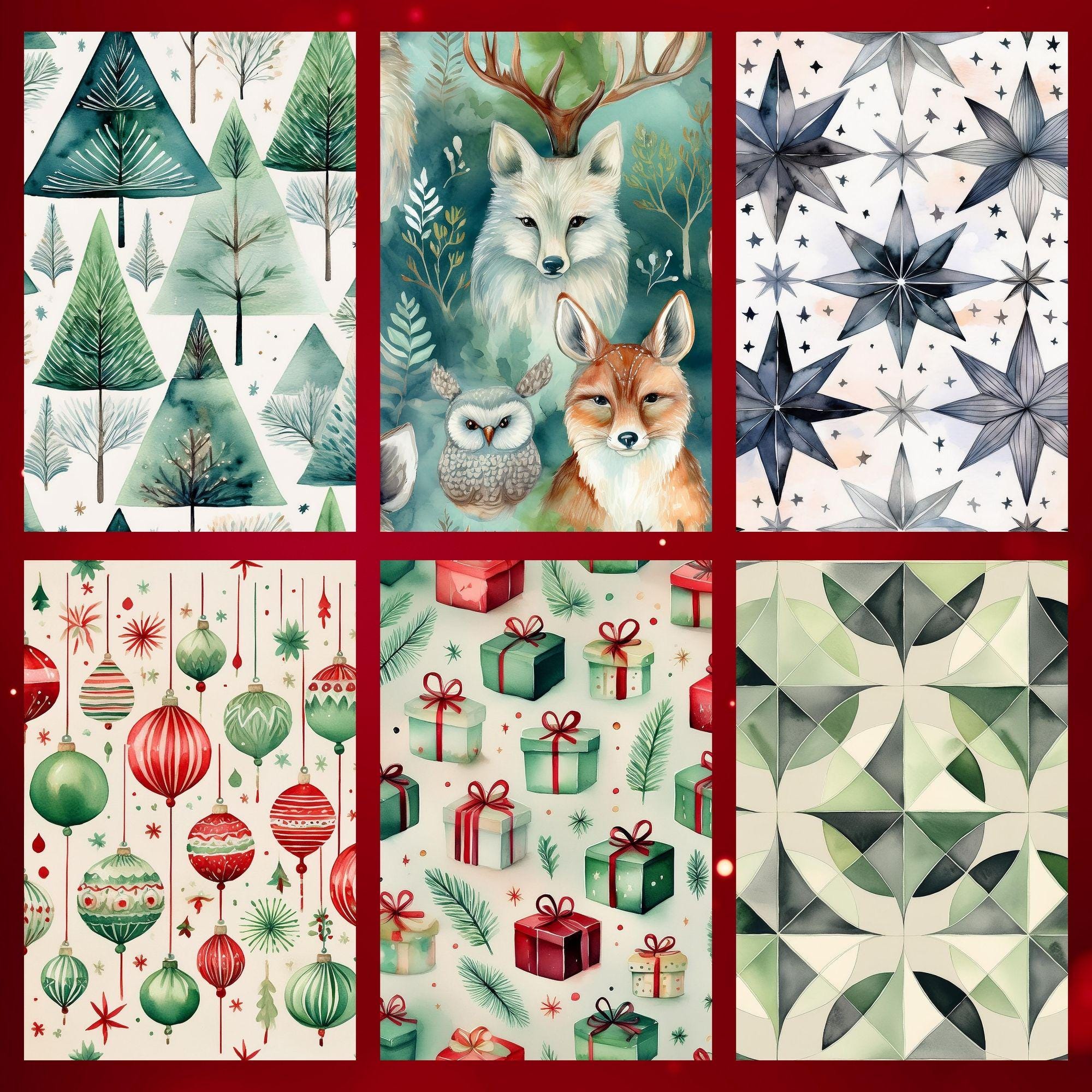 36 Scandinavian Christmas Papers – Nordic Winter Seamless Digital Backgrounds for Holiday Crafts - Image 7