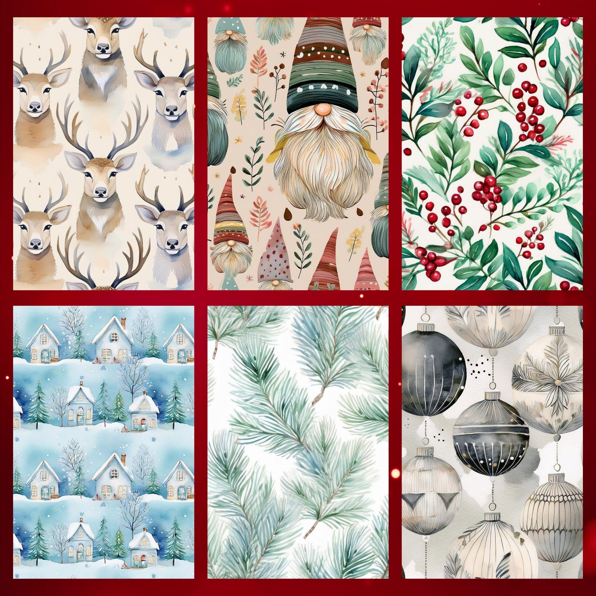 36 Scandinavian Christmas Papers – Nordic Winter Seamless Digital Backgrounds for Holiday Crafts - Image 3