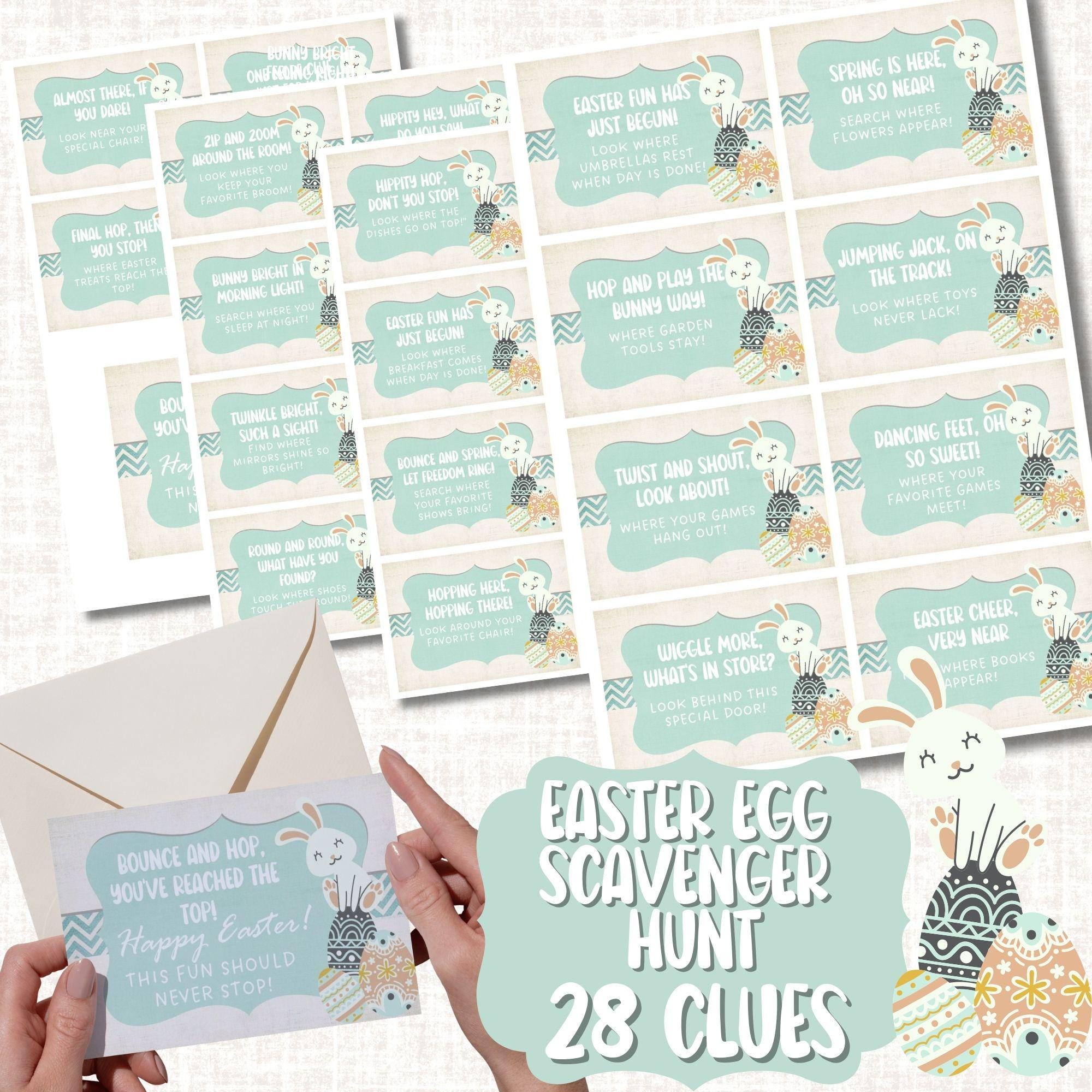 Easter Scavenger Hunt Game, Rhyming Clues (Printable)