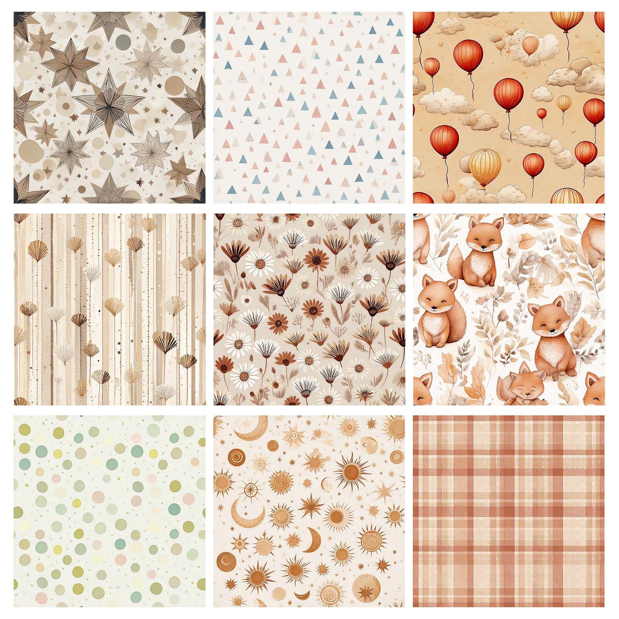 50 Neutral Baby Digital Papers | Boho Newborn Nursery Ephemera | Printable Baby Shower Pages for Junk Journal, Scrapbooking & Card Making - Image 3