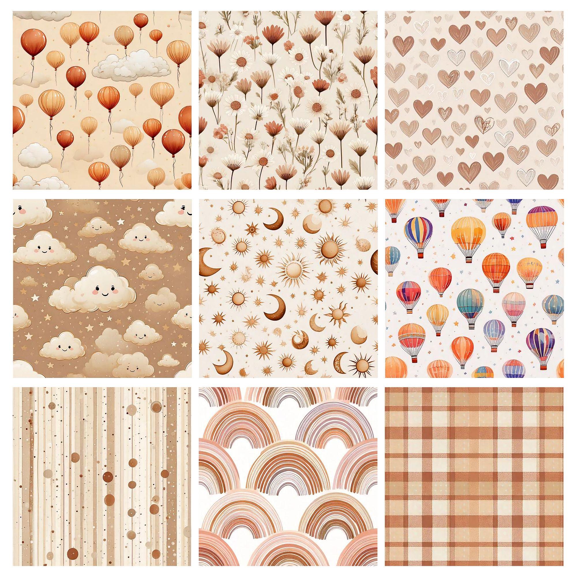 50 Neutral Baby Digital Papers | Boho Newborn Nursery Ephemera | Printable Baby Shower Pages for Junk Journal, Scrapbooking & Card Making - Image 2