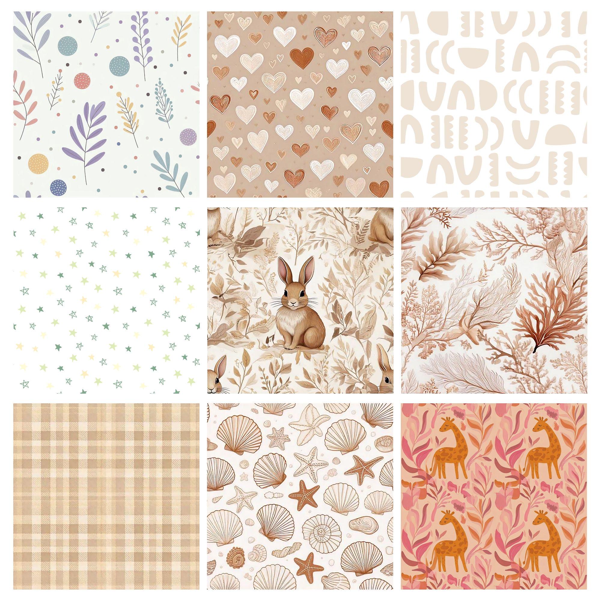 50 Neutral Baby Digital Papers | Boho Newborn Nursery Ephemera | Printable Baby Shower Pages for Junk Journal, Scrapbooking & Card Making - Image 6