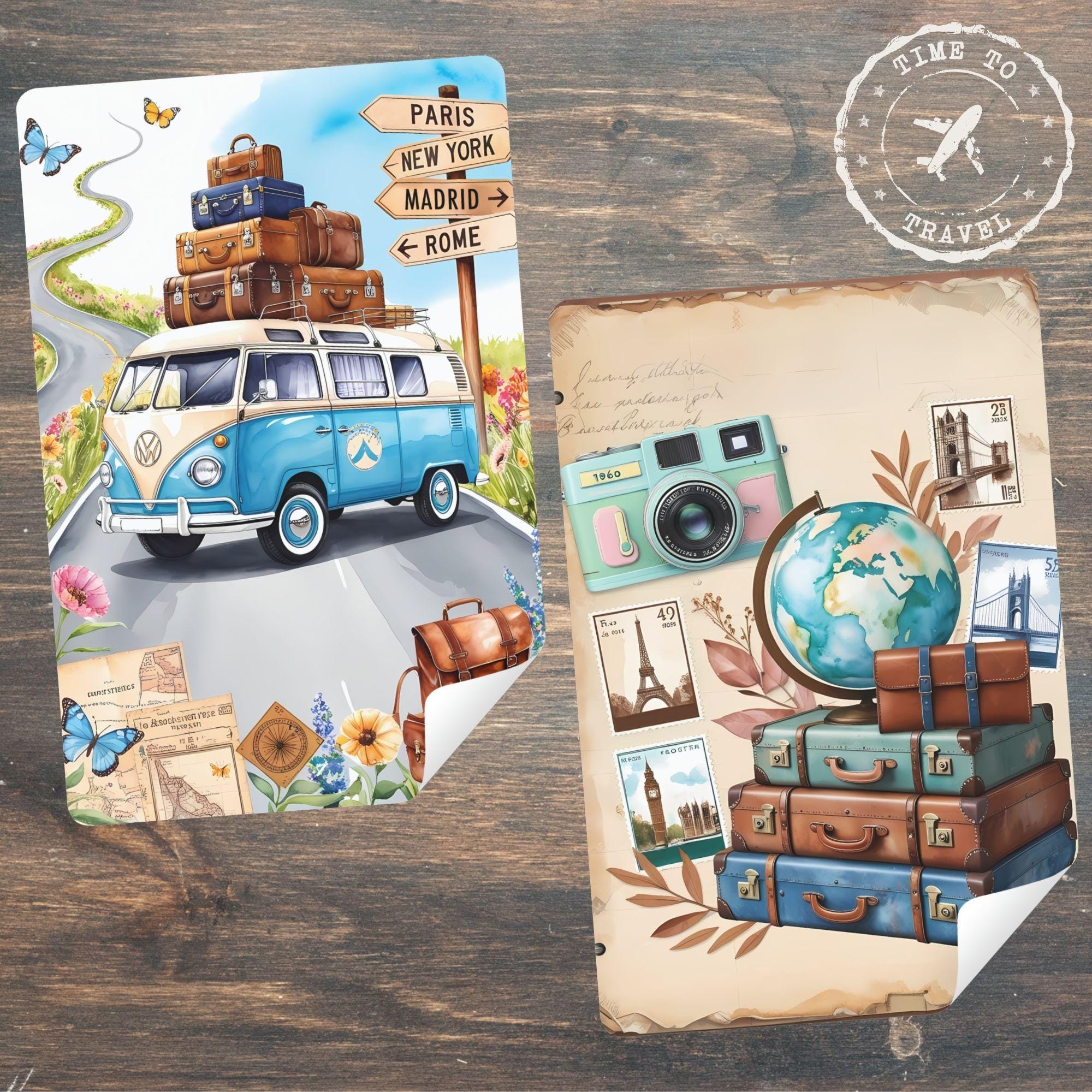 Vintage Travel Junk Journal Kit | Retro Ephemera, Scrapbook Paper (Digital Download) - Image 2