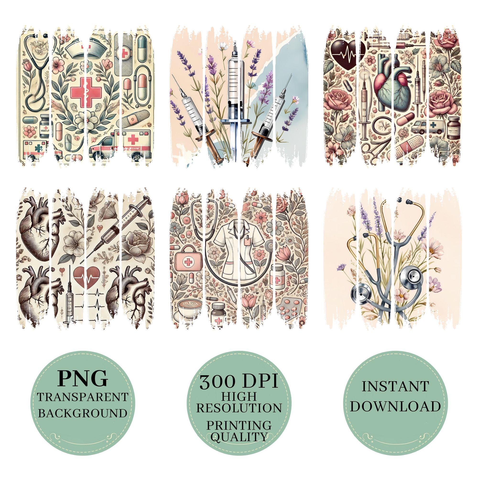 Retro Nurse png,Nurse Floral Png,Retro Nurse Png,Nurse Life Png,Nurse gift, Wild Flowers Nurse, Health care worker Png, Brushstroke design - Image 2