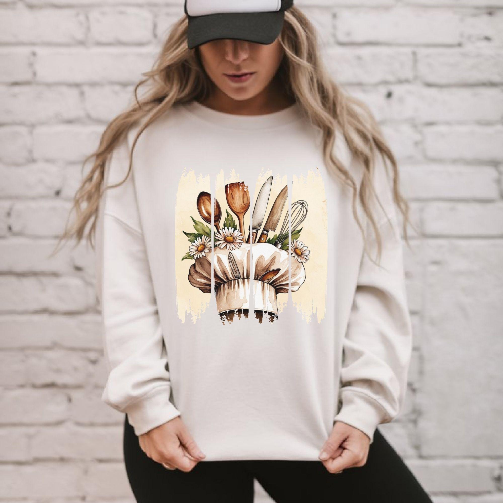 Chef cooking clipart, Cooking Tools PNG, Chef Life Kitchen PNG, Cooking lover gift, Girl chef, Floral Chef Hat, Brushstroke shirt designs - Image 9