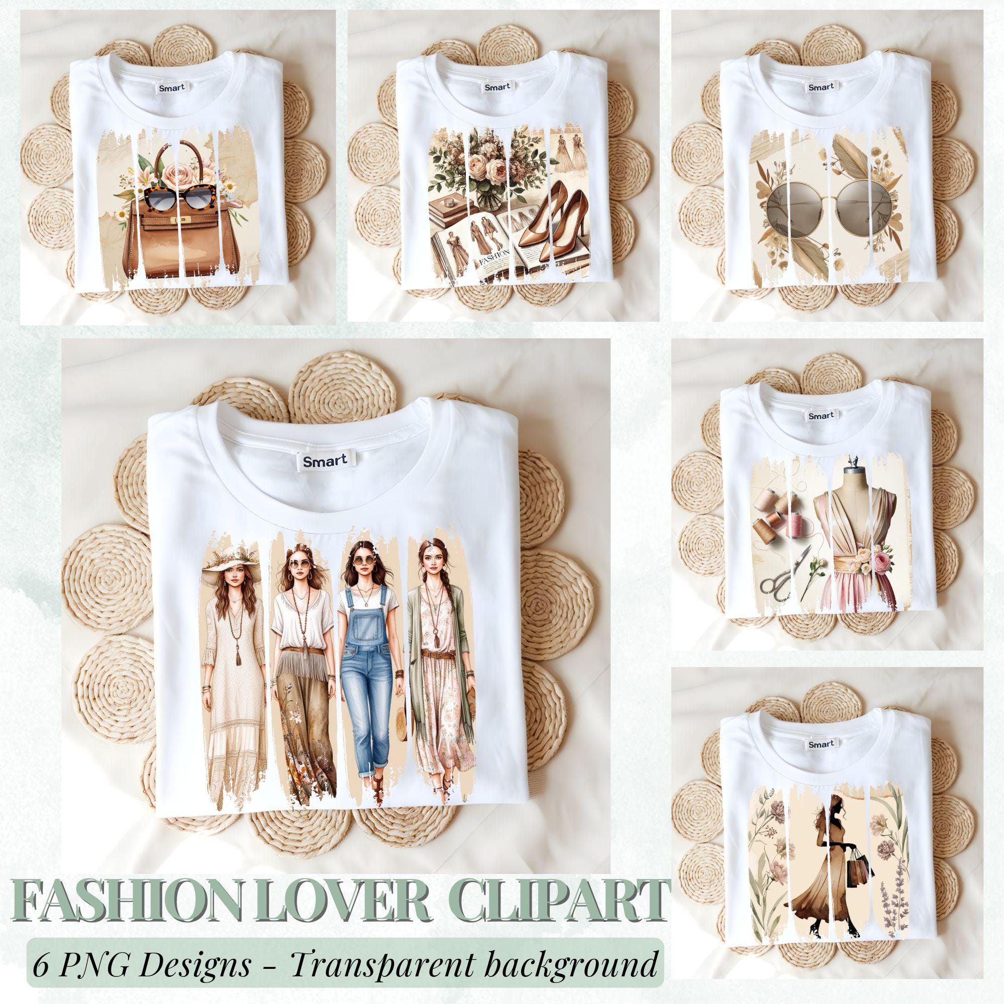 Watercolor Fashion Girls Clipart | Designer Handbag PNG Bundle (Digital Download)