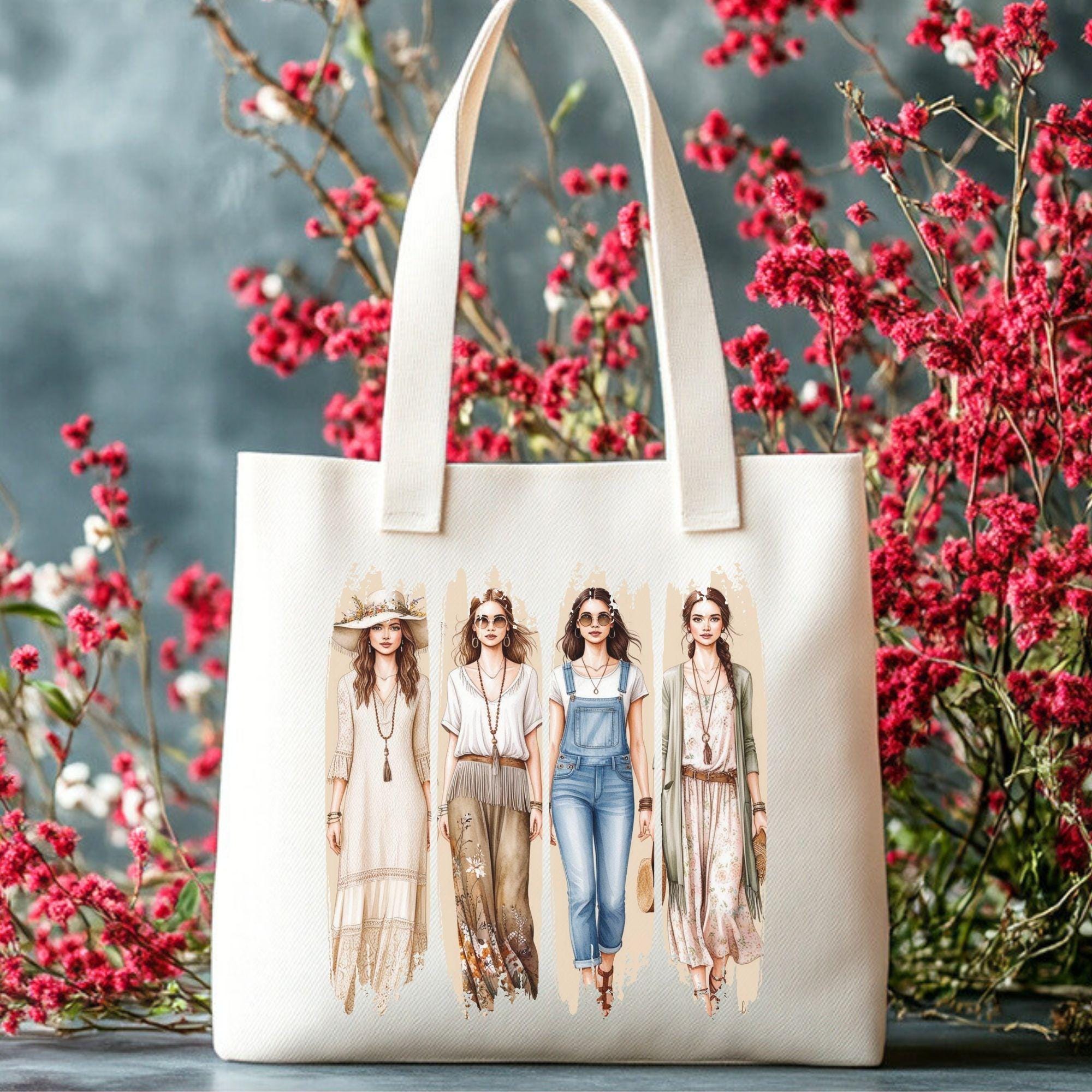 Watercolor Fashion Girls Clipart | Designer Handbag PNG Bundle (Digital Download) - Image 8