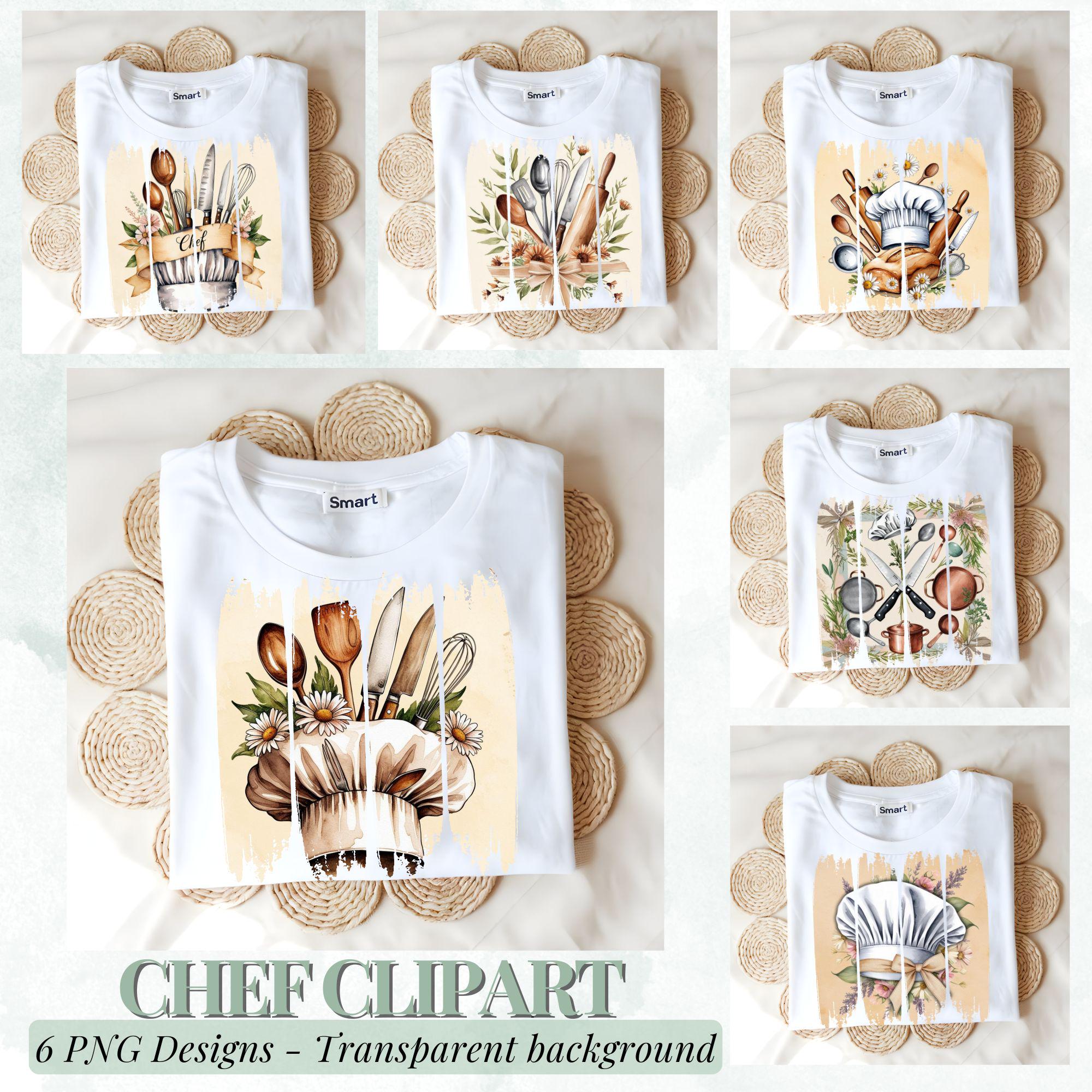 Chef cooking clipart, Cooking Tools PNG, Chef Life Kitchen PNG, Cooking lover gift, Girl chef, Floral Chef Hat, Brushstroke shirt designs