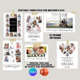 Mother's Day Photo Collage Gift, 12 Canva & PowerPoint Templates (Digital Download)