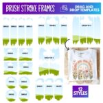 Brush Stroke Canva Frames, Drag & Drop Template Kit (Digital Template Pack)