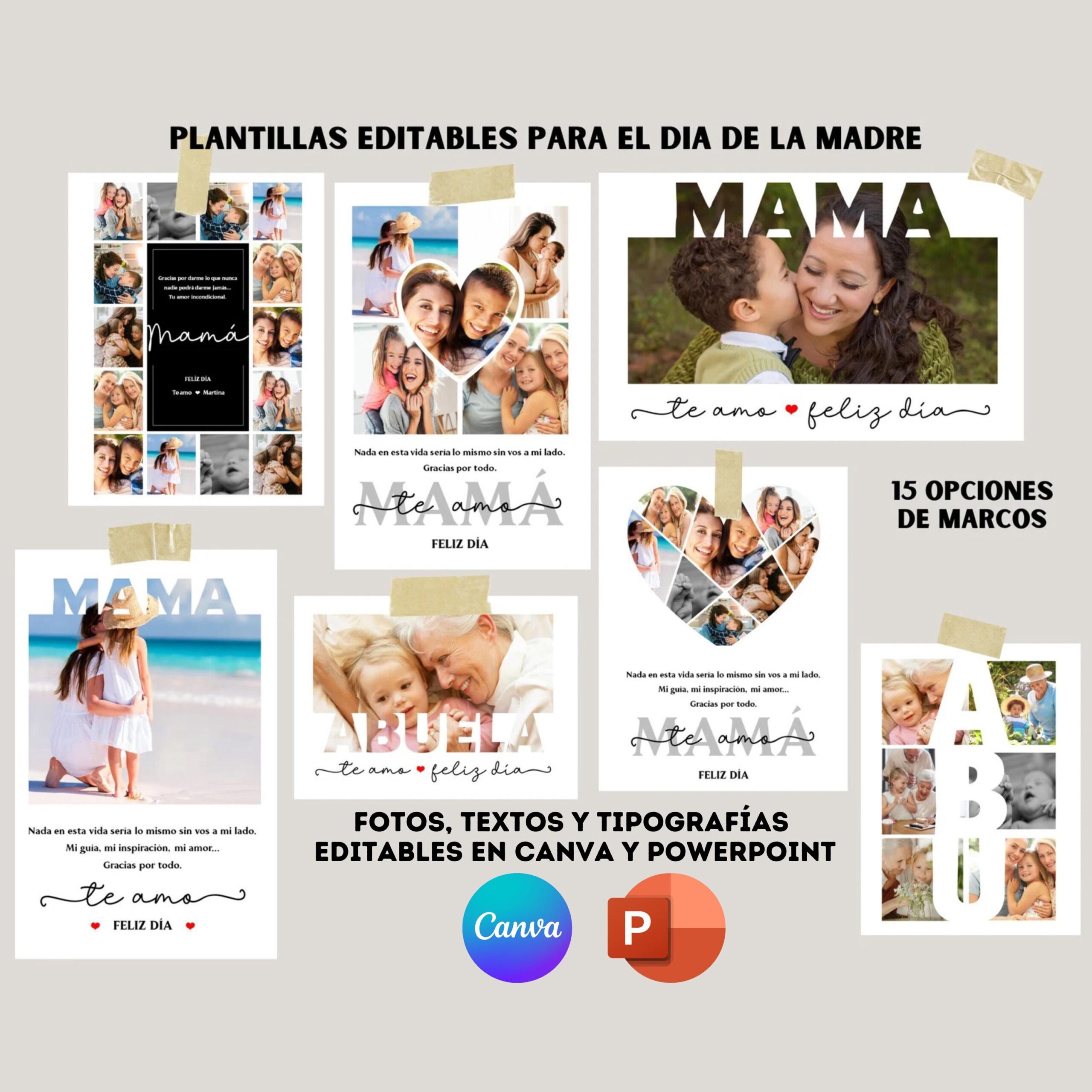 Mother's Day Photo Collage Template, Personalized Gift (Canva & PowerPoint)