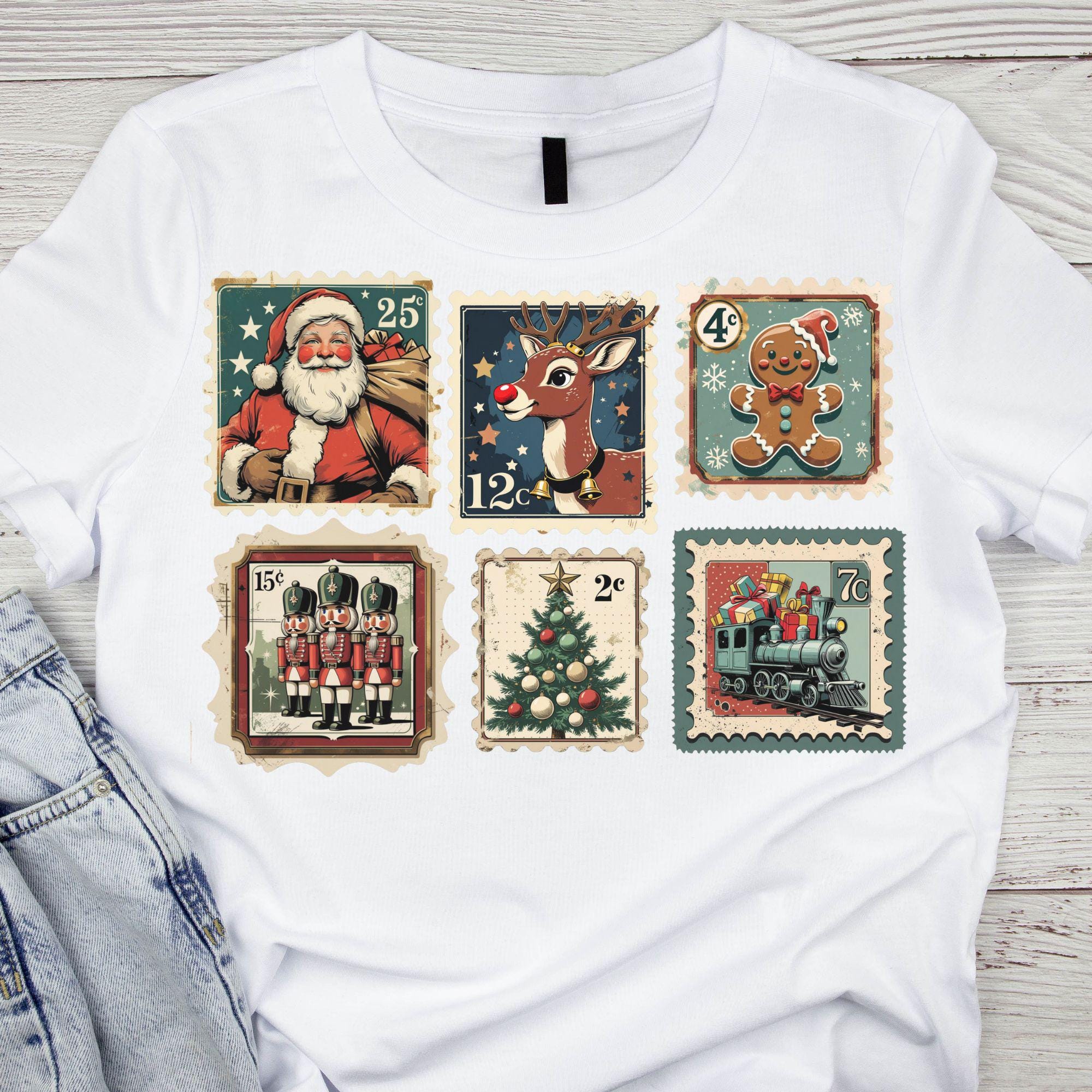 Christmas Postage Stamp PNGs – Vintage Holiday Stickers - Image 5