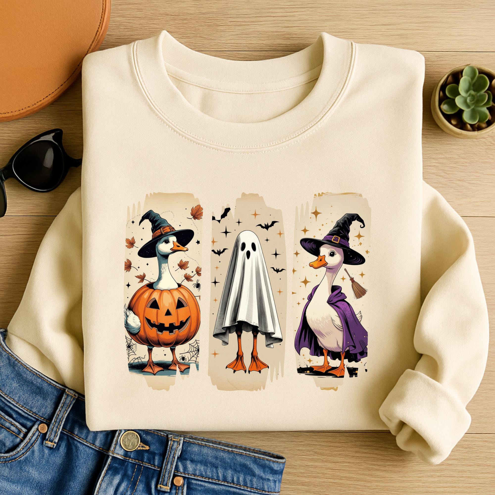 Halloween Goose PNG Ghost Goose Clipart Funny Spooky Retro Brushstroke Sublimation Design Trendy Goose Shirt Creepy Cute Digital Download - Image 3