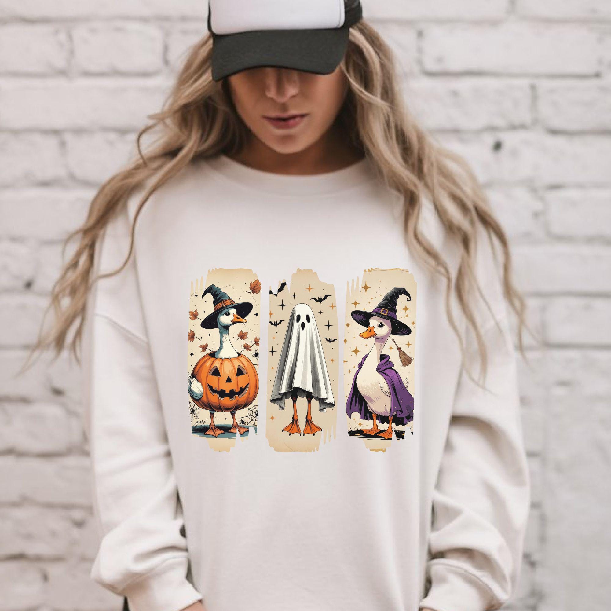 Halloween Goose PNG Ghost Goose Clipart Funny Spooky Retro Brushstroke Sublimation Design Trendy Goose Shirt Creepy Cute Digital Download - Image 5