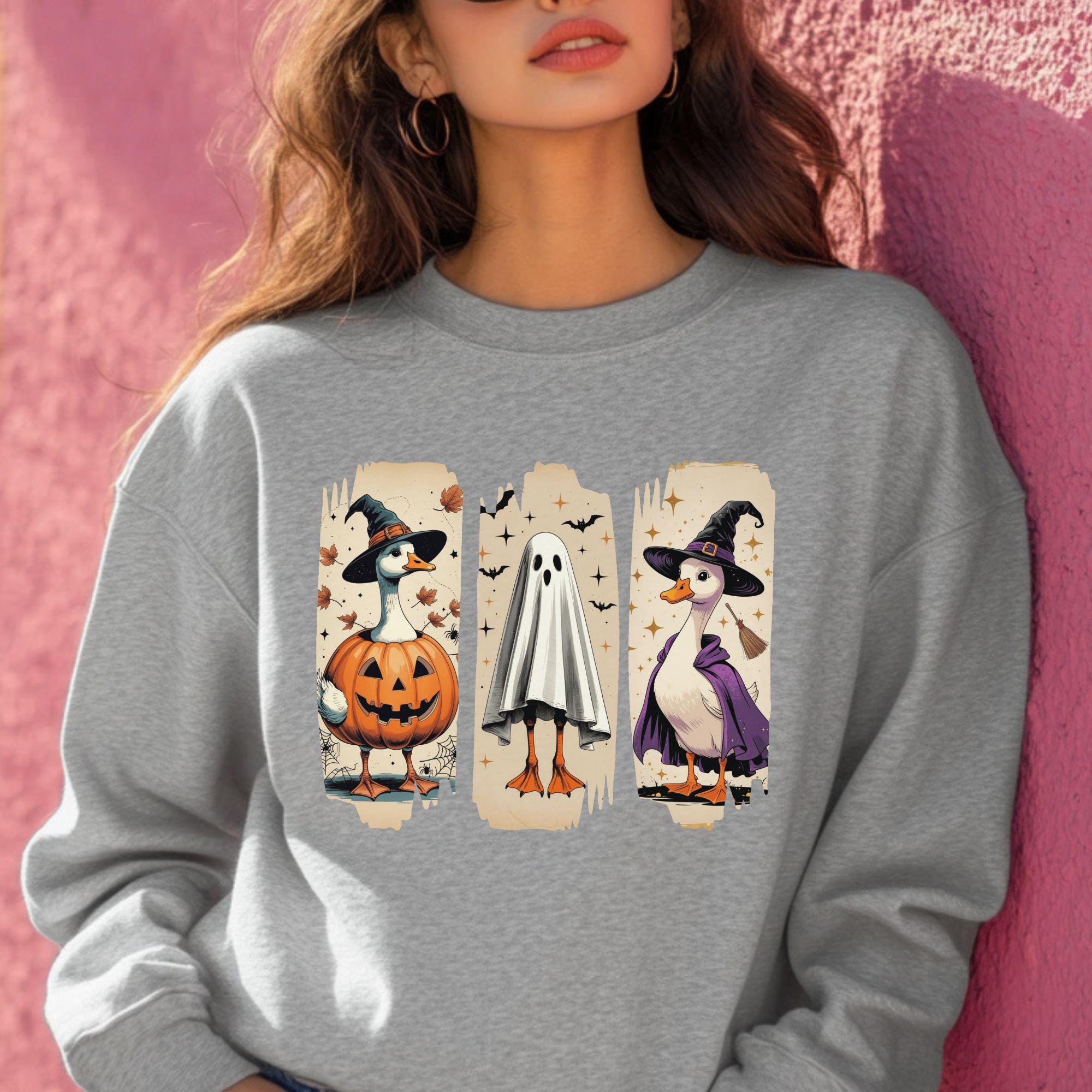 Halloween Goose PNG Ghost Goose Clipart Funny Spooky Retro Brushstroke Sublimation Design Trendy Goose Shirt Creepy Cute Digital Download - Image 7