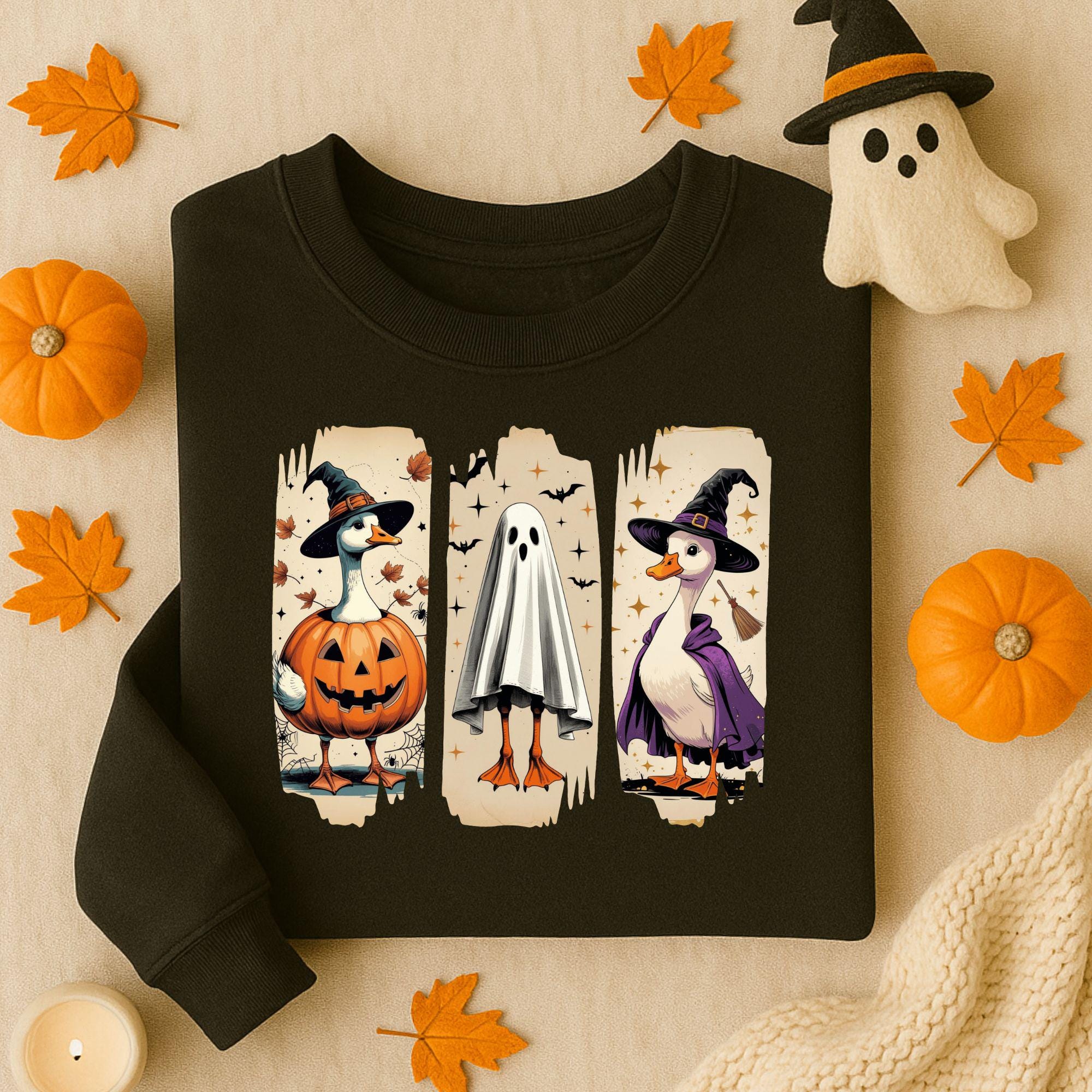 Halloween Goose PNG Ghost Goose Clipart Funny Spooky Retro Brushstroke Sublimation Design Trendy Goose Shirt Creepy Cute Digital Download - Image 2