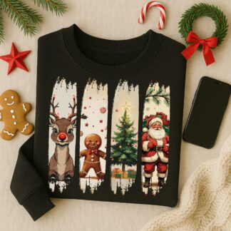 Vintage Santa Brushstroke PNG Retro Christmas Design for Shirts, Sweatshirts & Mugs | Trendy Holiday Sublimation Graphic 300 DPI