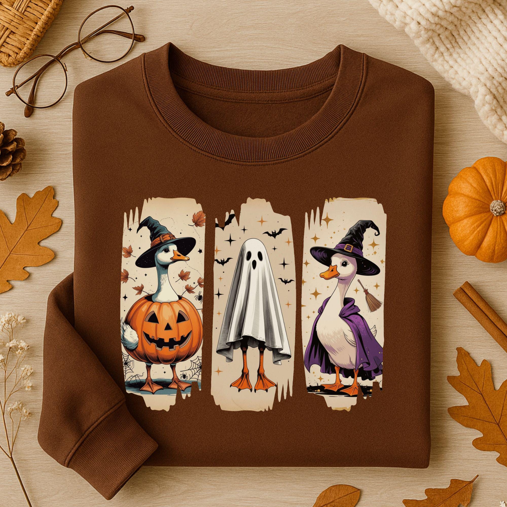 Halloween Goose PNG Ghost Goose Clipart Funny Spooky Retro Brushstroke Sublimation Design Trendy Goose Shirt Creepy Cute Digital Download