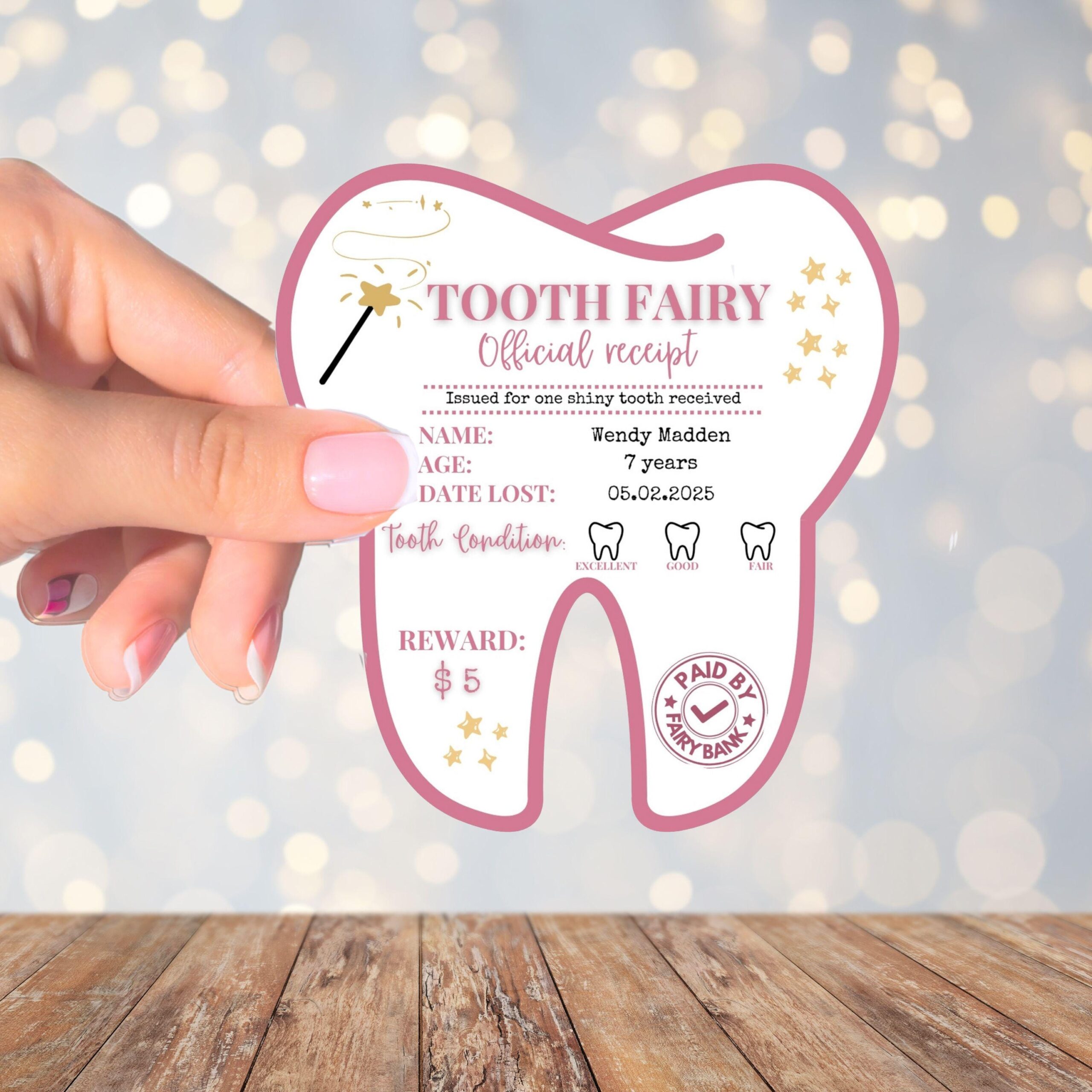 Editable Tooth Fairy Kit for Kids – Certificate, Receipts, Letter, Tracker, Envelope, Stickers for girls - Image 4