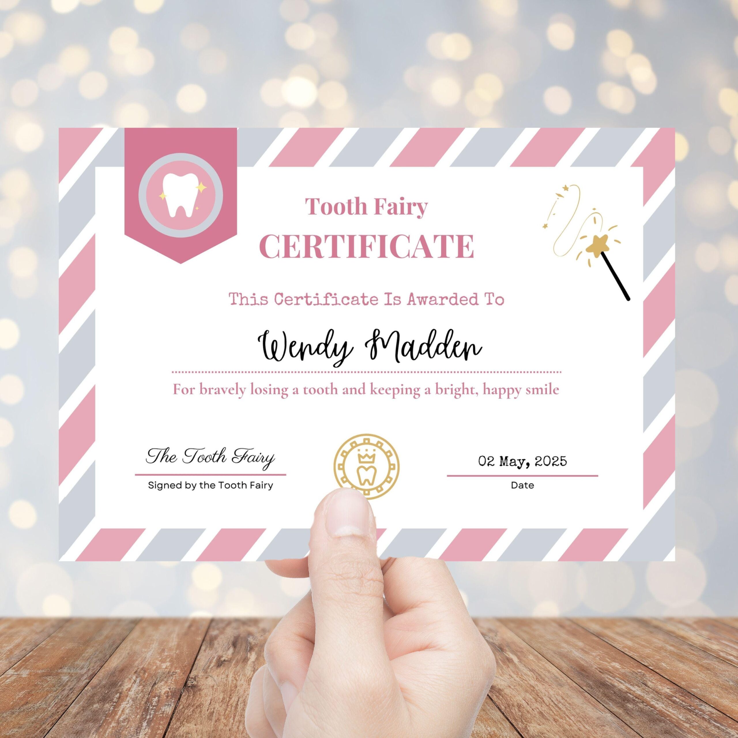 Editable Tooth Fairy Kit for Kids – Certificate, Receipts, Letter, Tracker, Envelope, Stickers for girls - Image 5