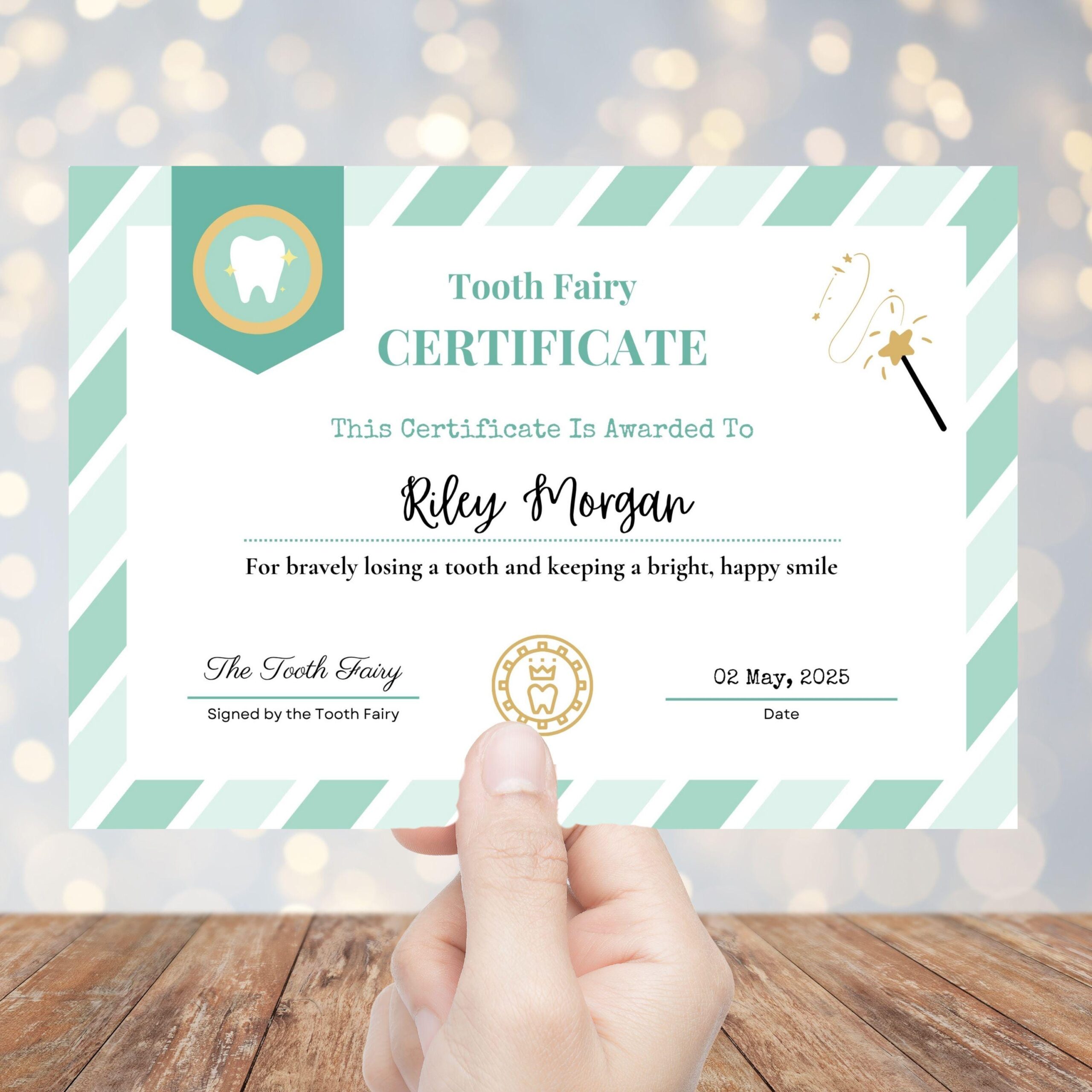 Editable Tooth Fairy Kit for Kids – Certificate, Receipts, Letter, Tracker, Envelope, Stickers Neutral Mint - Image 6