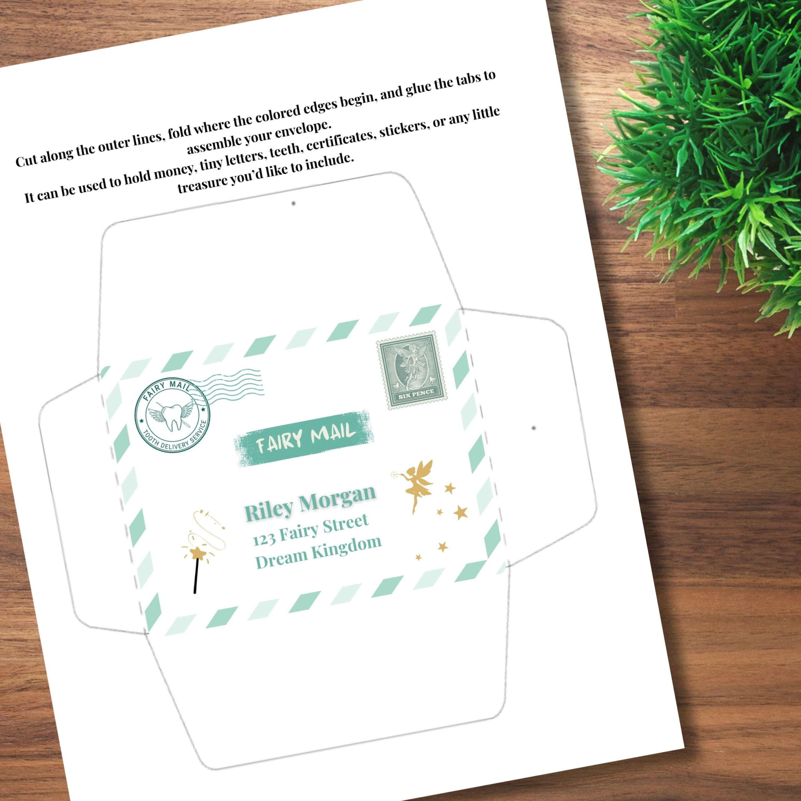 Editable Tooth Fairy Kit for Kids – Certificate, Receipts, Letter, Tracker, Envelope, Stickers Neutral Mint - Image 8